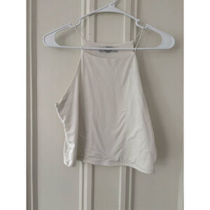 Gaze womens White High Neck Cropped Tank Top M
